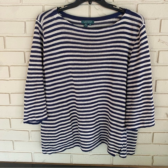 Lauren Ralph Lauren Striped 100% Linen Nautical Sweater Women's Plus Size 3X - Picture 1 of 5
